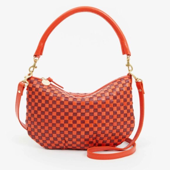 Clare V Handbags - CLARE V Petit Moyen Bright Poppy & Bordeaux Woven Checker NWT